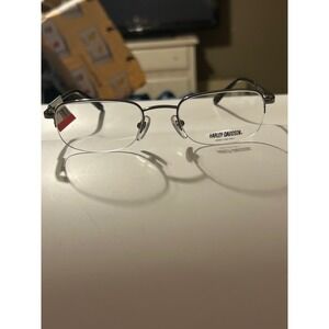 Harley Davidson HD 255 Men Gunmetal Rectangular Semi Rimless Glasses 50-20-140